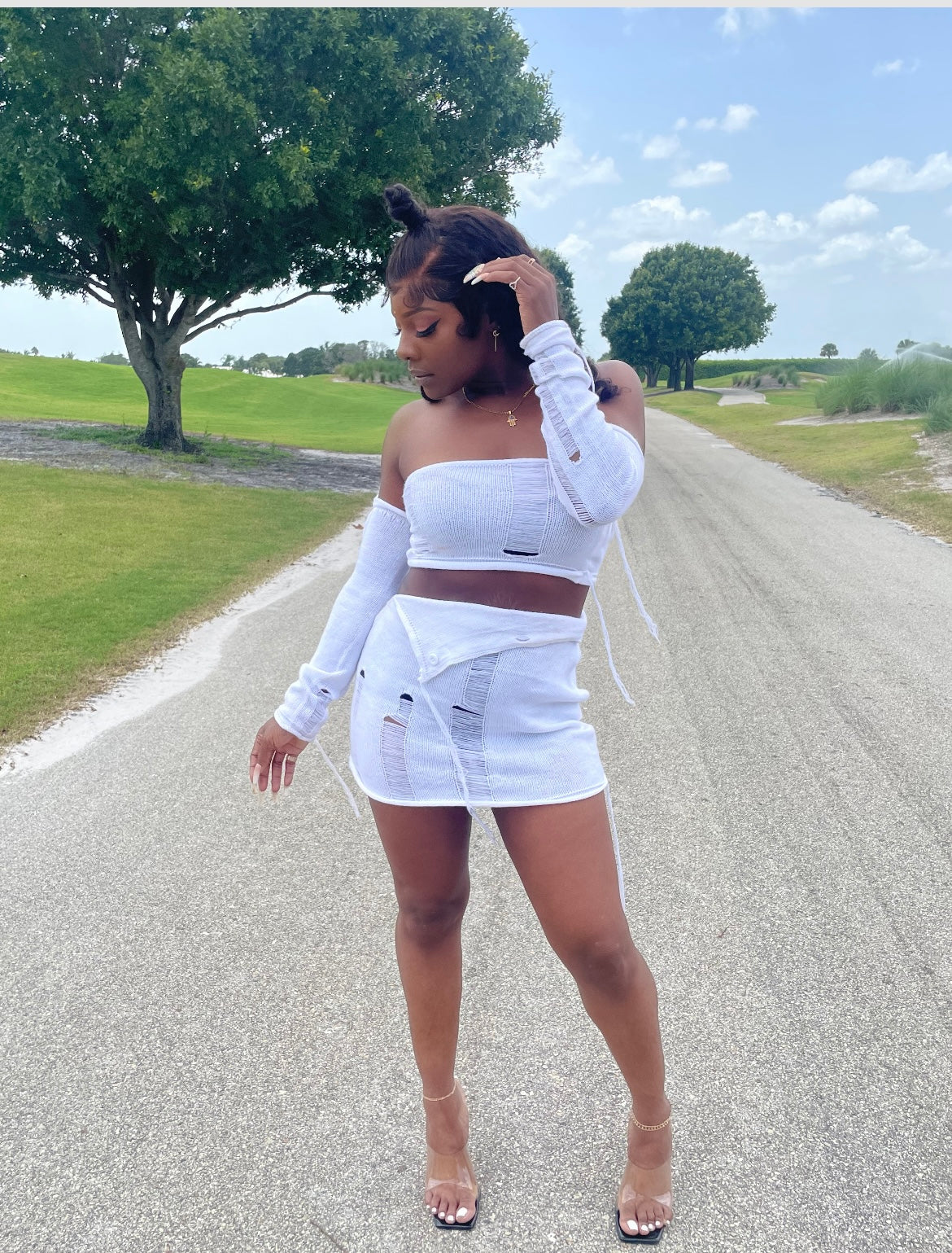 White Fairy Two-Piece Set – Women's White Coordinated Outfit