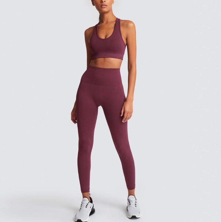 Seamless Sports Bra & Leggings Yoga Set – Women's 2-Piece Fitness Outfit
