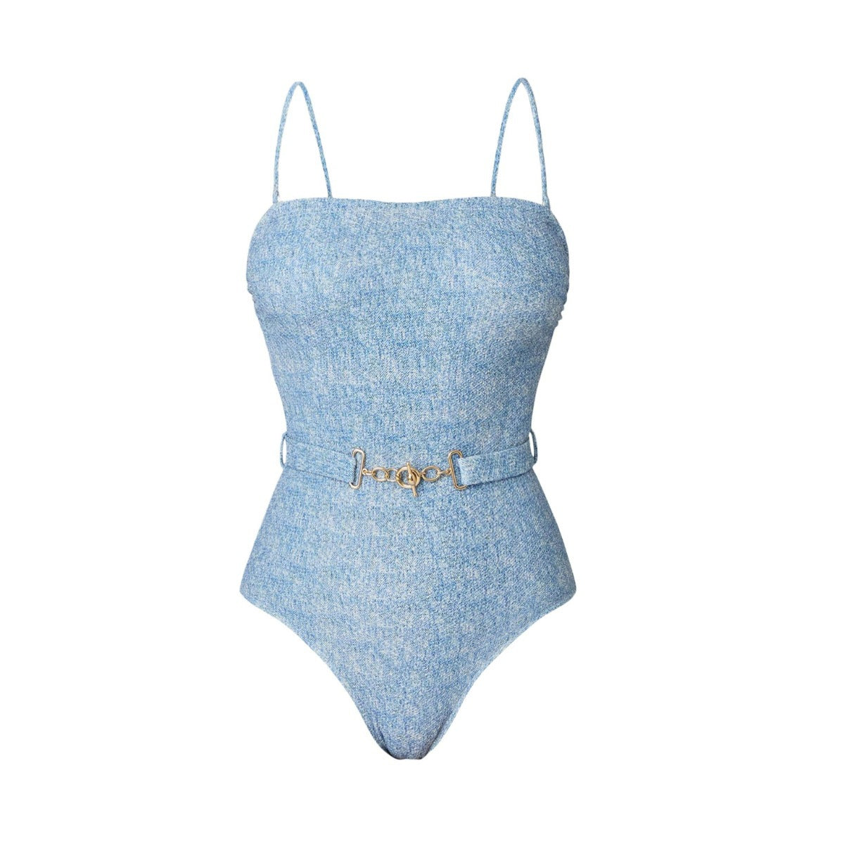 Printed Denim Triangular Two-Piece Bikini Set – Women's Sexy Swimwear