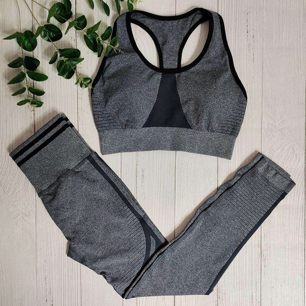 Seamless Yoga 2-Piece Gym Set – Women's Sport Running Outfit