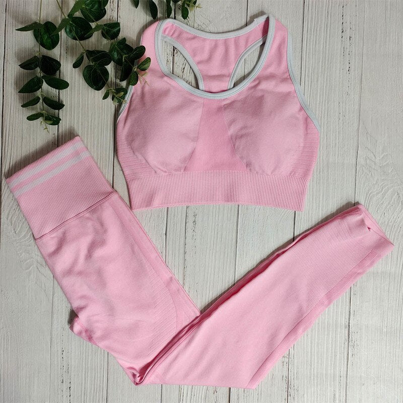 Seamless Yoga 2-Piece Gym Set – Women's Sport Running Outfit