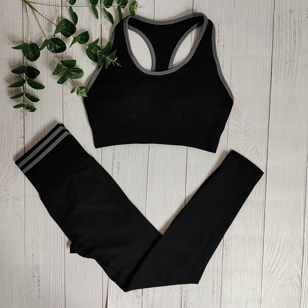 Seamless Yoga 2-Piece Gym Set – Women's Sport Running Outfit