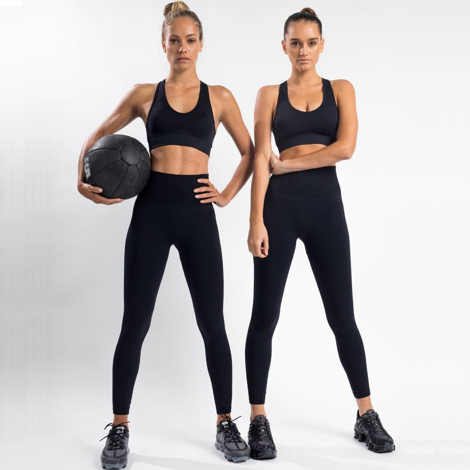 Seamless Sports Bra & Leggings Yoga Set – Women's 2-Piece Fitness Outfit