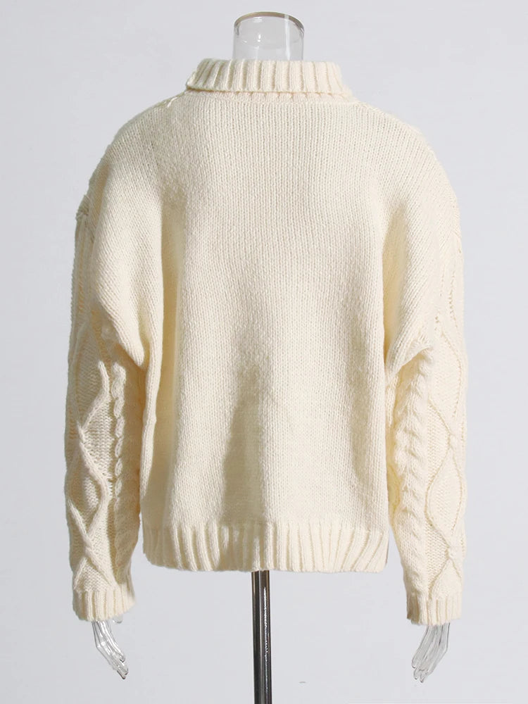 Turtleneck Long Sleeve Sweater & High Waist Shorts Set – Women's Casual Knit Outfit
