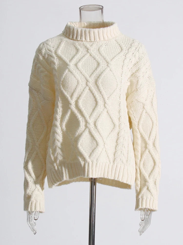 Turtleneck Long Sleeve Sweater & High Waist Shorts Set – Women's Casual Knit Outfit