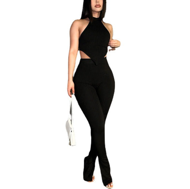 Sleeveless Crop Top & Pants Two-Piece Set – Women's Casual Outfit