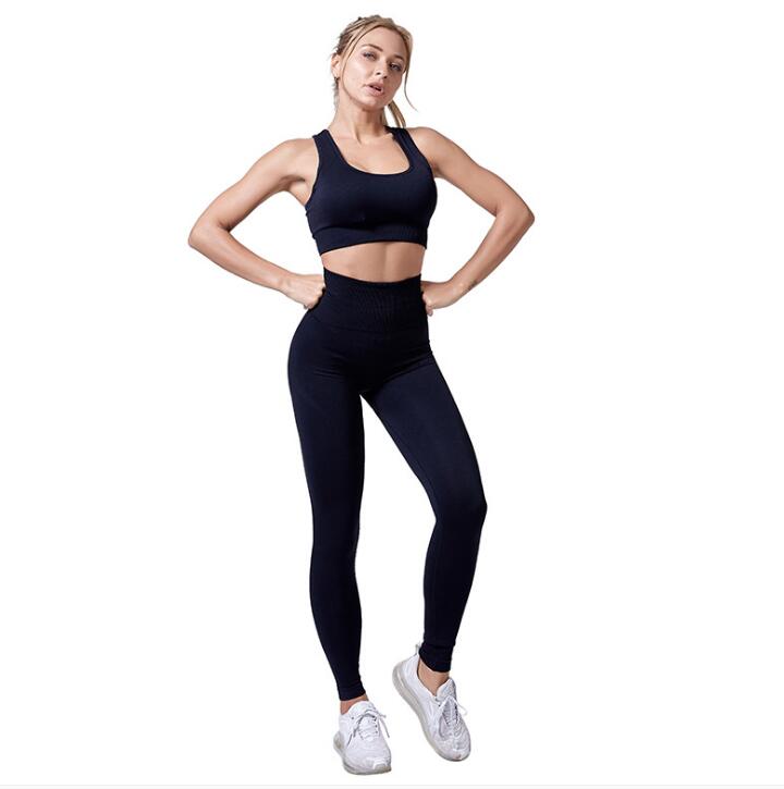 Seamless Sports Bra & Leggings Yoga Set – Women's 2-Piece Fitness Outfit