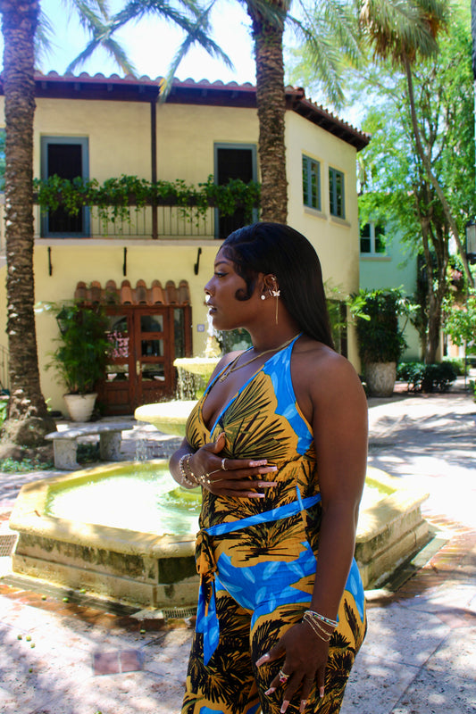 Goddess Romper – Blue & Yellow Women's Romper
