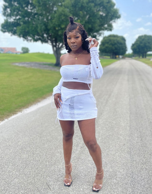 White Fairy Two-Piece Set – Women's White Coordinated Outfit